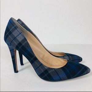 JESSICA SIMPSON blue plaid Veronica pump